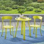 Barbados 3pc Iron Bistro Set - Matte Lime Green - Christopher Knight Home: Weather-Resistant Outdoor Dining Furniture Set