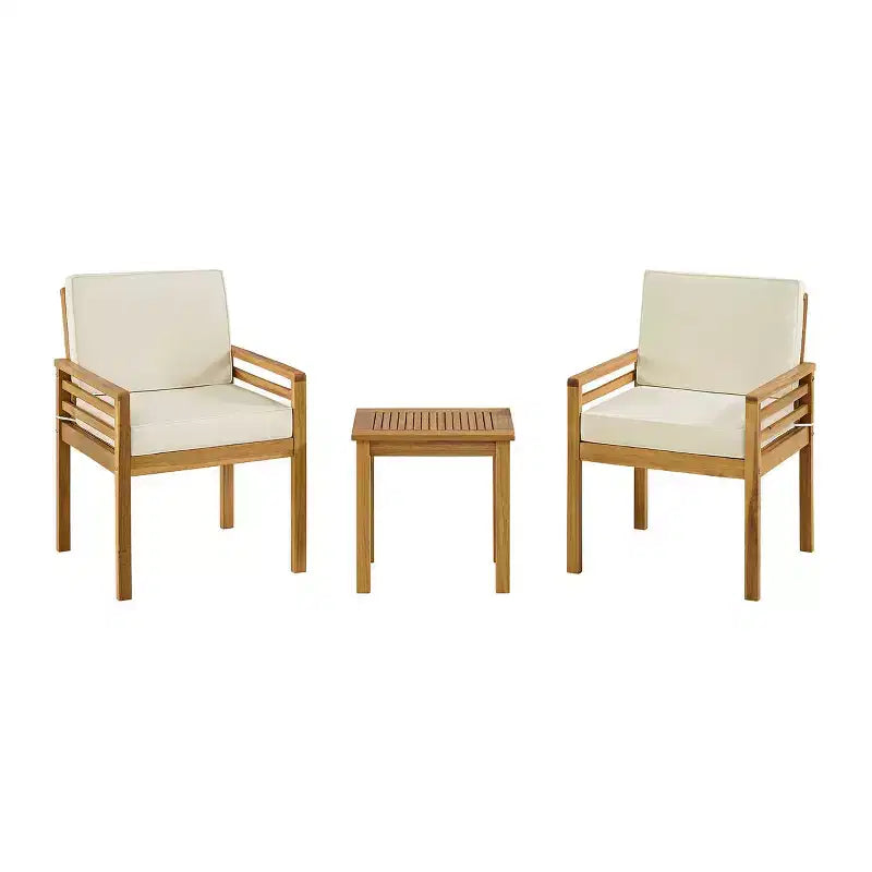 Alaterre Furniture 3pc Okemo Outdoor Patio Acacia Wood Bistro Set