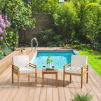 Alaterre Furniture 3pc Okemo Outdoor Patio Acacia Wood Bistro Set