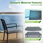Devoko 3pc Outdoor Bistro Set: Mesh Arm Chairs, Tempered Glass Table, Metal Frame, All-Weather Design
