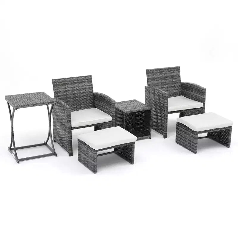 Sunsitt 6pc Outdoor Patio Conversation Set with Ottoman White