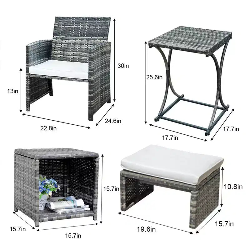 Sunsitt 6pc Outdoor Patio Conversation Set with Ottoman White