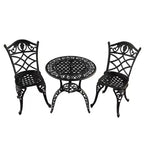 3pc Grape Vineyard Aluminum Patio Bistro Set - Black- Oakland Living: Weather-Resistant Outdoor Furniture