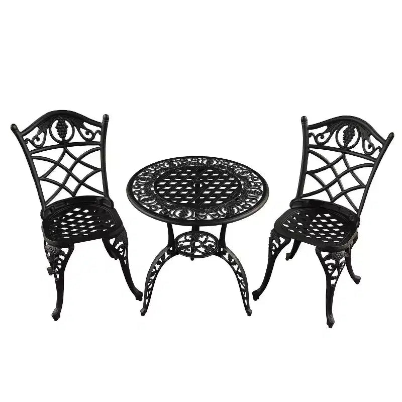 3pc Grape Vineyard Aluminum Patio Bistro Set - Black- Oakland Living: Weather-Resistant Outdoor Furniture
