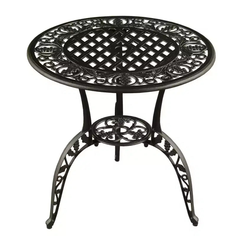 3pc Grape Vineyard Aluminum Patio Bistro Set - Black- Oakland Living: Weather-Resistant Outdoor Furniture