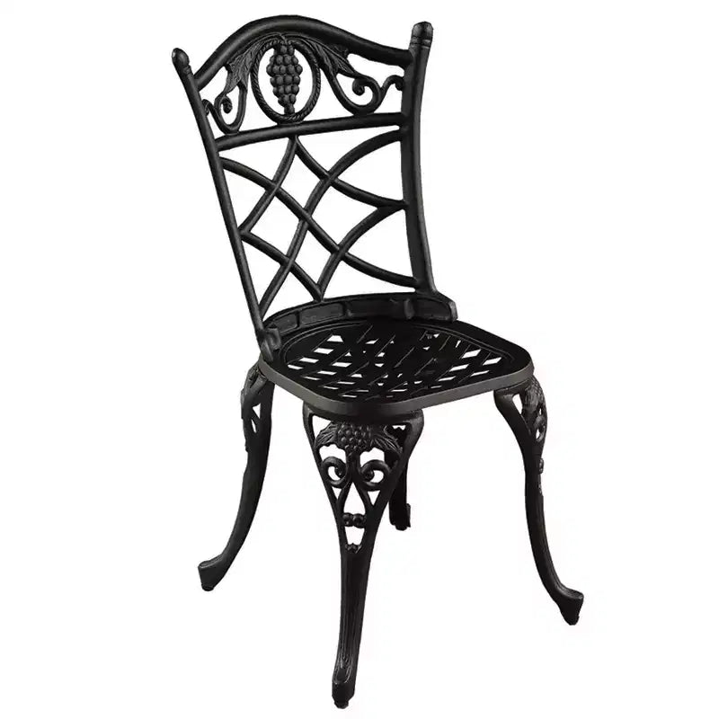 3pc Grape Vineyard Aluminum Patio Bistro Set - Black- Oakland Living: Weather-Resistant Outdoor Furniture