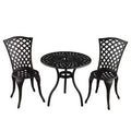 3pc Contemporary Modern Mesh Lattice Aluminum Patio Bistro Set - Black- Oakland Living: Weather-Resistant 2-Person Outdoor Dining Set