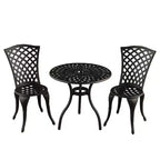 3pc Contemporary Modern Mesh Lattice Aluminum Patio Bistro Set - Black- Oakland Living: Weather-Resistant 2-Person Outdoor Dining Set