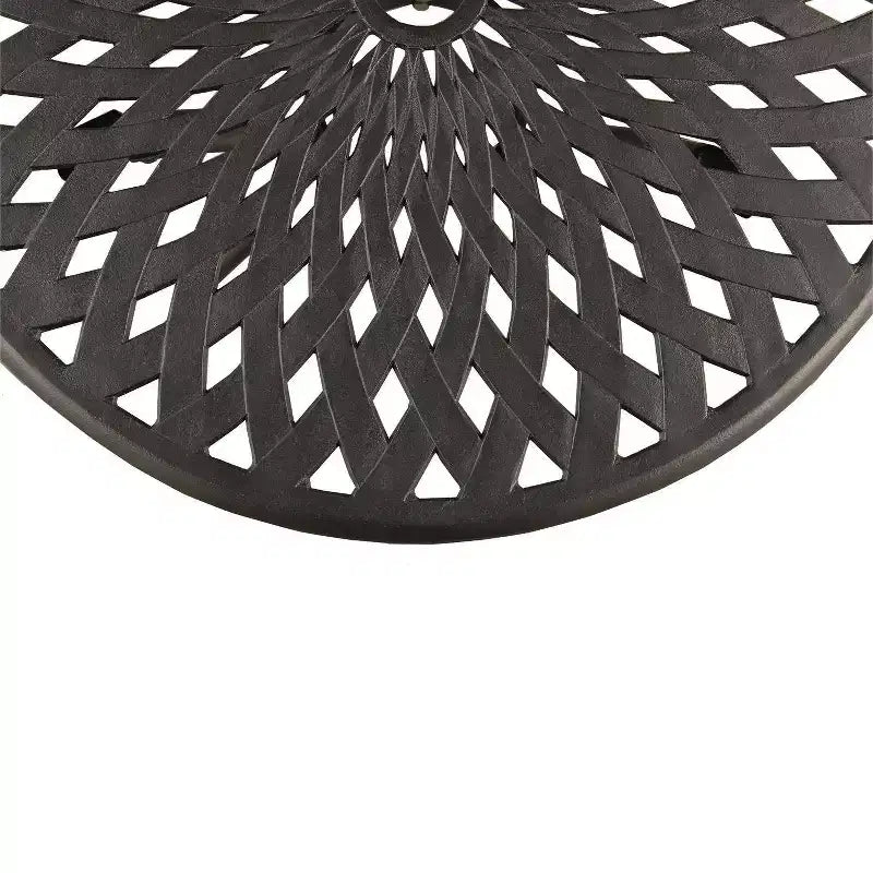 3pc Contemporary Modern Mesh Lattice Aluminum Patio Bistro Set - Black- Oakland Living: Weather-Resistant 2-Person Outdoor Dining Set