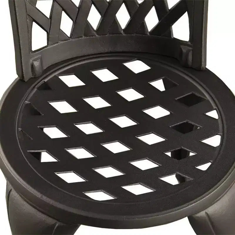 3pc Contemporary Modern Mesh Lattice Aluminum Patio Bistro Set - Black- Oakland Living: Weather-Resistant 2-Person Outdoor Dining Set