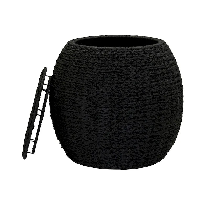 Household Essentials Handwoven Barrel Wicker Storage Basket Side Table - 17.0L x 17.0W x 19.0H