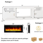 Bossin 70 Fireplace TV Stand with 36 Electric Fireplace, TV Stand for TVs Up to 80, 16 Colors LED Lights/Entertainment Center