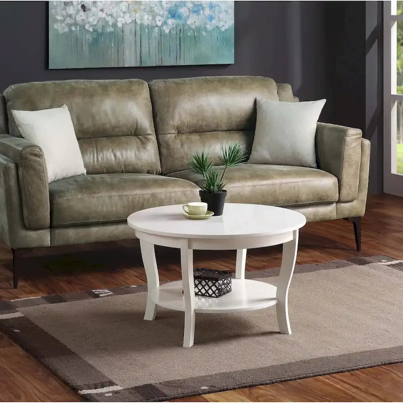 Convenience Concepts American Heritage Round Coffee Table with Shelf