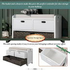 Wood Storage Bench with 2 Woven Baskets by Harper&Bright Designs