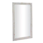 48"x28" Wood Carved Beaded Wall Mirror White - Olivia & May: Modern Rectangular Wooden, No Assembly Required