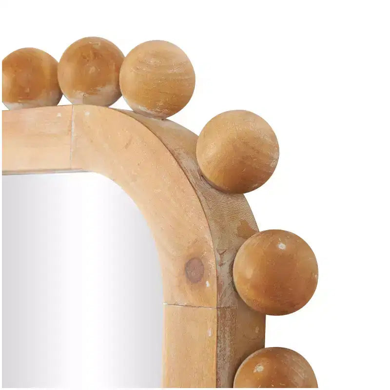 45"x24" Wood Wall Mirror with Beaded Frame Brown - Olivia & May: Decorative Rectangular Wall-Mount