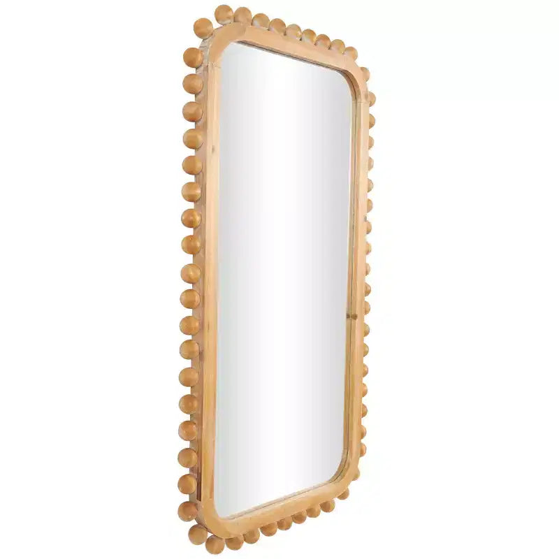 45"x24" Wood Wall Mirror with Beaded Frame Brown - Olivia & May: Decorative Rectangular Wall-Mount