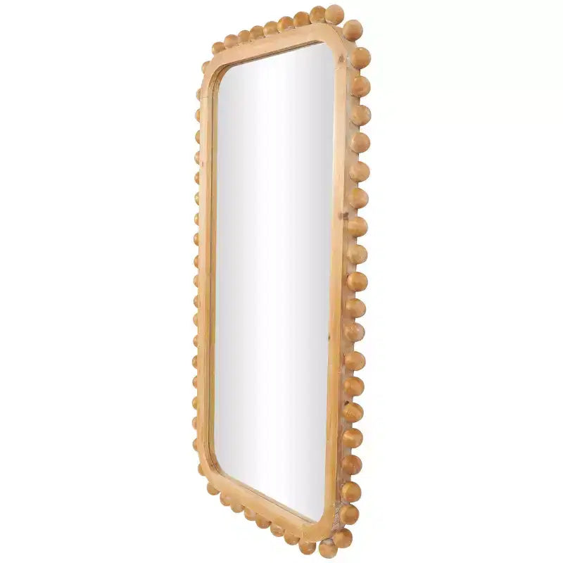 45"x24" Wood Wall Mirror with Beaded Frame Brown - Olivia & May: Decorative Rectangular Wall-Mount