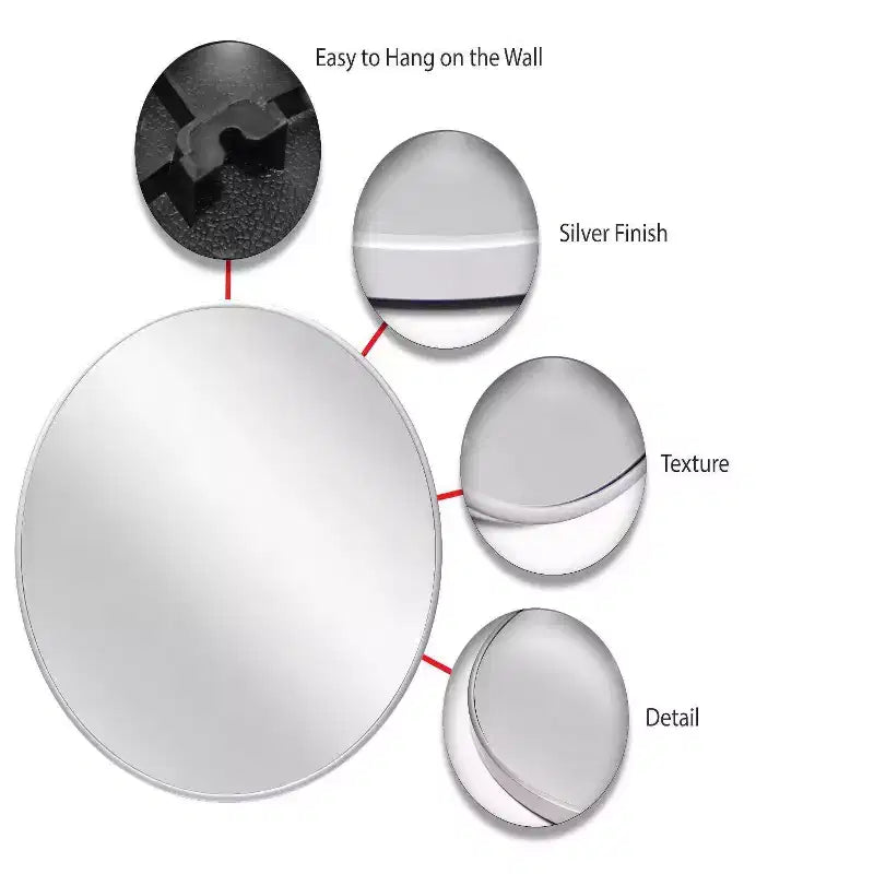 21" Plata Wall Mirror Silver - Infinity Instruments: Modern Round, No Assembly, Wall Mount