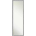 17" x 51" Vista Brushed Framed On the Door Mirror Nickel - Amanti Art: Polystyrene Frame, No Assembly Required