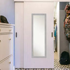17" x 51" Vista Brushed Framed On the Door Mirror Nickel - Amanti Art: Polystyrene Frame, No Assembly Required