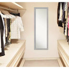 17" x 51" Vista Brushed Framed On the Door Mirror Nickel - Amanti Art: Polystyrene Frame, No Assembly Required