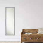 17" x 51" Vista Brushed Framed On the Door Mirror Nickel - Amanti Art: Polystyrene Frame, No Assembly Required