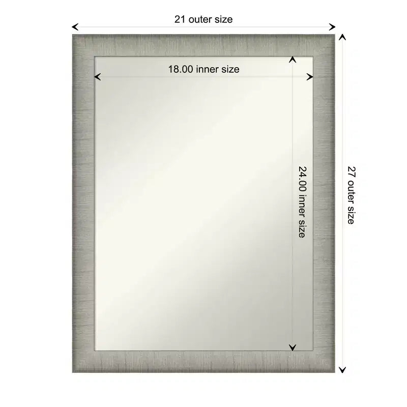 21" x 27" Brushed Pewter Wall Mirror for Bathroom Vanity - Amanti Art: Modern Rectangle, Polystyrene Frame