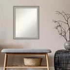 21" x 27" Brushed Pewter Wall Mirror for Bathroom Vanity - Amanti Art: Modern Rectangle, Polystyrene Frame