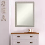 21" x 27" Brushed Pewter Wall Mirror for Bathroom Vanity - Amanti Art: Modern Rectangle, Polystyrene Frame