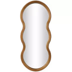 47"x20" Wooden Wavy Shaped Wall Mirror with Ribbed Frame Gold - Olivia & May