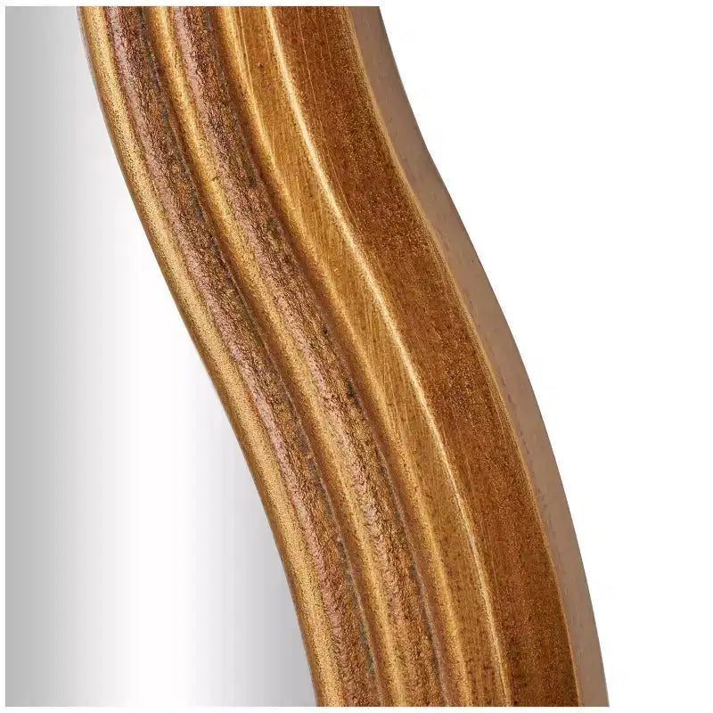 47"x20" Wooden Wavy Shaped Wall Mirror with Ribbed Frame Gold - Olivia & May