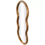 47"x20" Wooden Wavy Shaped Wall Mirror with Ribbed Frame Gold - Olivia & May