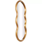 47"x20" Wooden Wavy Shaped Wall Mirror with Ribbed Frame Gold - Olivia & May