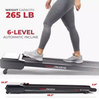Sunny Health & Fitness Sleek Stride Smart Compact Auto Incline Treadpad Treadmill