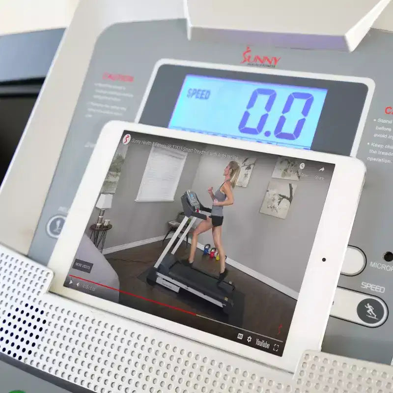 Sunny Health & Fitness Auto Incline Electric Smart Treadmill