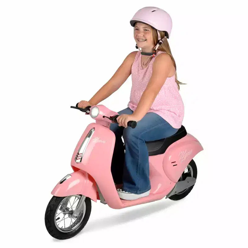 Hyper Blush Retro Scooter 24 Volt Battery Powered Electric Scooter with Easy Twist Throttle: Steel & Plastic, 15 mph, 170 lb Capacity
