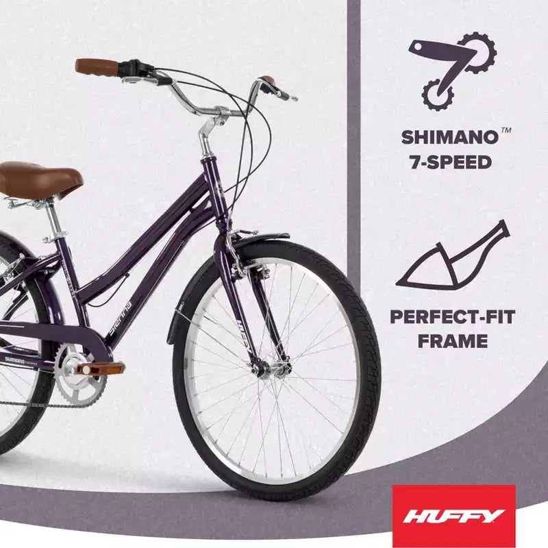 Huffy Sienna 24" G MLT SPD Comfort Bike - Gloss Eggplant