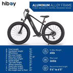 Hiboy Adult P6 26" Step-Over Electric Mountain Bike - Black