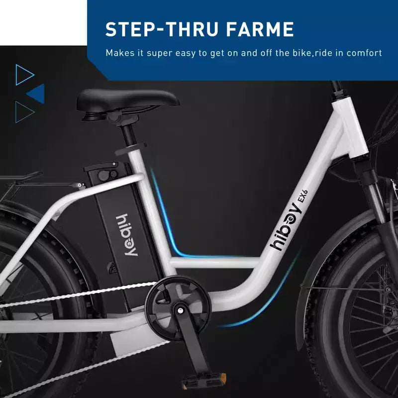 Hiboy Adult EX6 20" Step-Through Electric Cruiser Bike - White