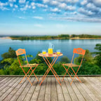 3pc Steel Bistro Set with Folding Table and Chairs Orange - Alpine Corporation