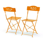 3pc Steel Bistro Set with Folding Table and Chairs Orange - Alpine Corporation