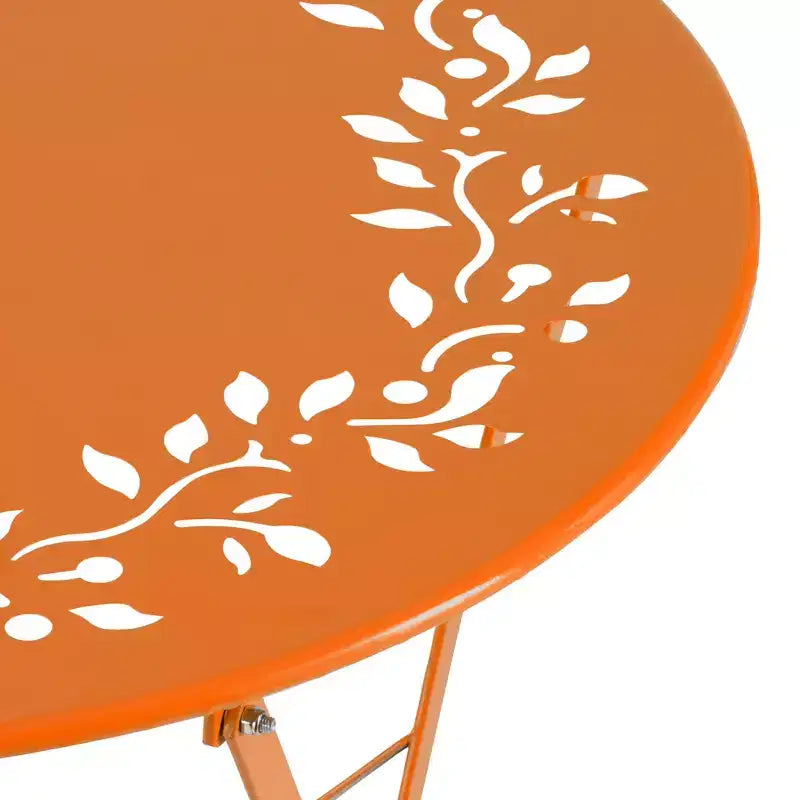 3pc Steel Bistro Set with Folding Table and Chairs Orange - Alpine Corporation