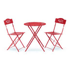 3pc Steel Bistro Set with Folding Table and Chairs Red - Alpine Corporation: Weather-Resistant Outdoor Furniture for Balcony