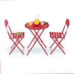 3pc Steel Bistro Set with Folding Table and Chairs Red - Alpine Corporation: Weather-Resistant Outdoor Furniture for Balcony
