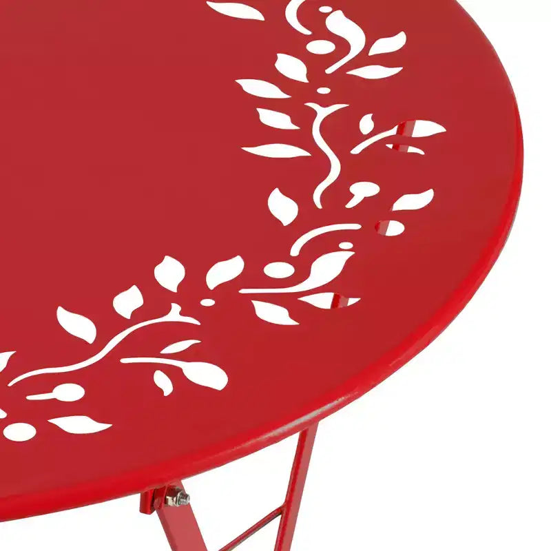 3pc Steel Bistro Set with Folding Table and Chairs Red - Alpine Corporation: Weather-Resistant Outdoor Furniture for Balcony