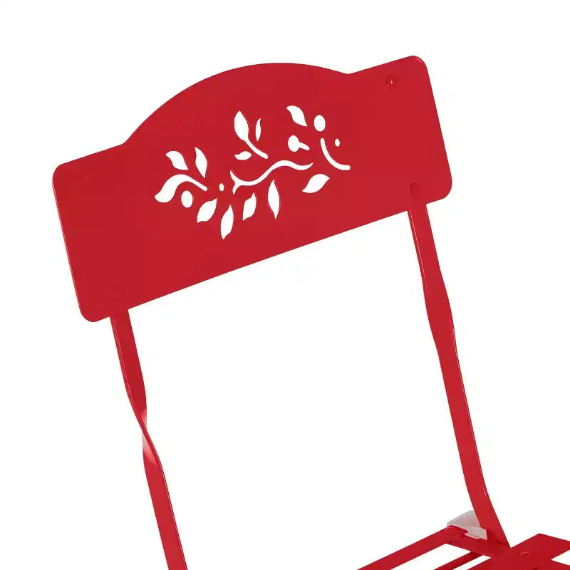 3pc Steel Bistro Set with Folding Table and Chairs Red - Alpine Corporation: Weather-Resistant Outdoor Furniture for Balcony