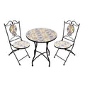 3pc Mediterranean Tile Design Indoor/Outdoor Table and Chairs Patio Set - Alpine Corporation: Weather-Resistant Iron Bistro Set