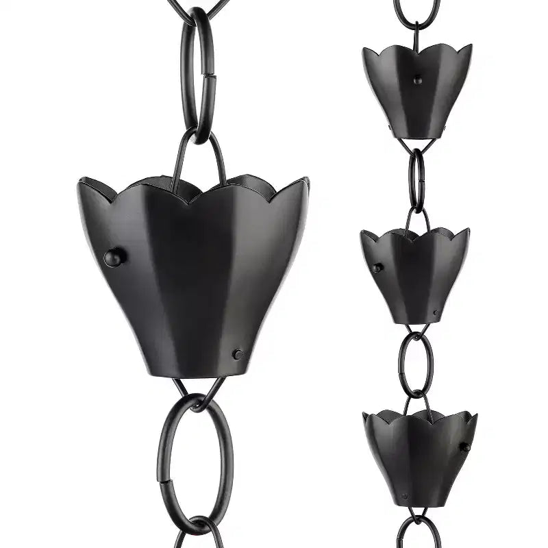 Good Directions 8.5' Modern Farmhouse Tulip Aluminum Rain Chain - Black