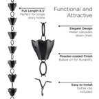 Good Directions 8.5' Modern Farmhouse Tulip Aluminum Rain Chain - Black